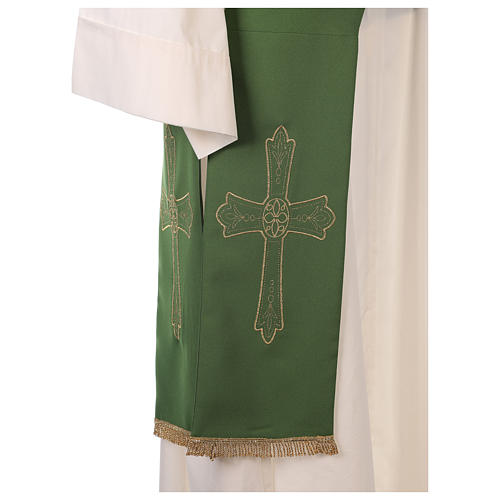 Étole diacre tissu Vatican croix fleur avant arrière 6