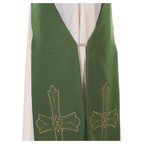 Étole diacre tissu Vatican croix fleur avant arrière 9