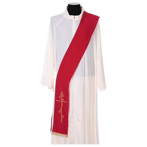 Étole pour diacre broderie croix avant arrière tissu polyester Vatican 1