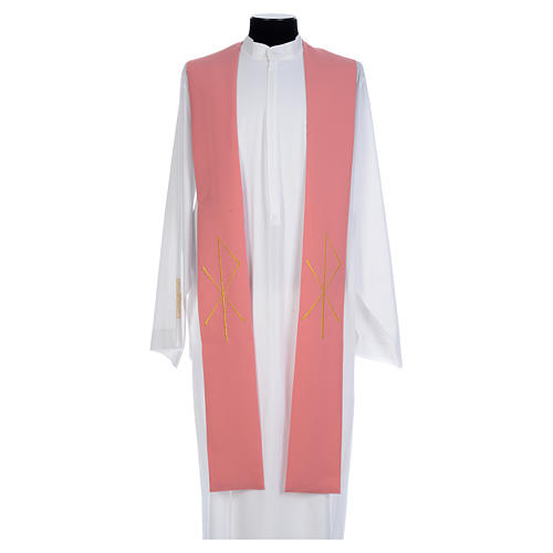 Pink stole in polyester, Chi-Rho 1