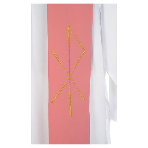 Estolão cor-de-rosa 100% poliéster Chi-Rho estilizado 3
