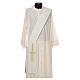 Episcopal Deacon Stole in polyester, bi-colored green and white, cross s4