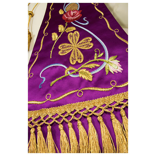 Estolão gótico em tecido 100% pura seda natural bordado 6