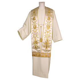 Estolão bordado à mão com decoro cor de ouro pura seda