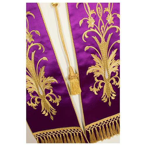 Estolão bordado à mão com decoro cor de ouro pura seda 5