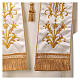 Estolão bordado à mão com decoro dourado plantas seda s10