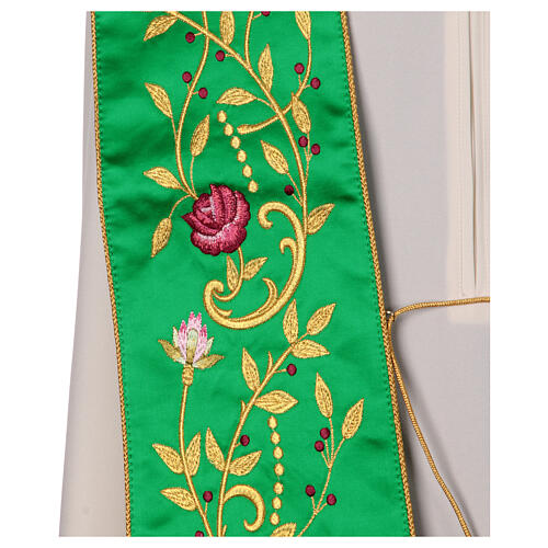 Priesterstola rote Blumen Stickerei aus Seide 8