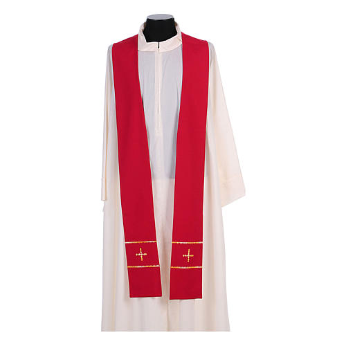 Hand-embroidered clergy stole in wool - Montesole Monastery 3