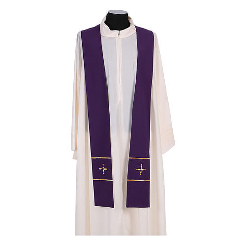 Hand-embroidered clergy stole in wool - Montesole Monastery 5