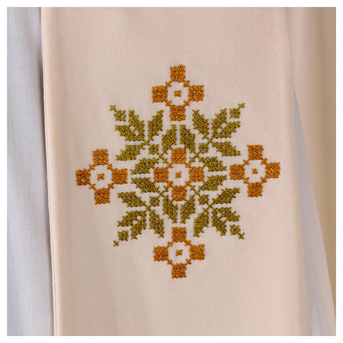Woolen Pastor Stole embroidered by hand Monastero Montesole 2