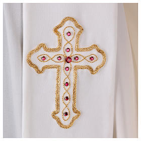 Étoles liturgiques: Étole blanche brodée main en laine Monastère Montesole