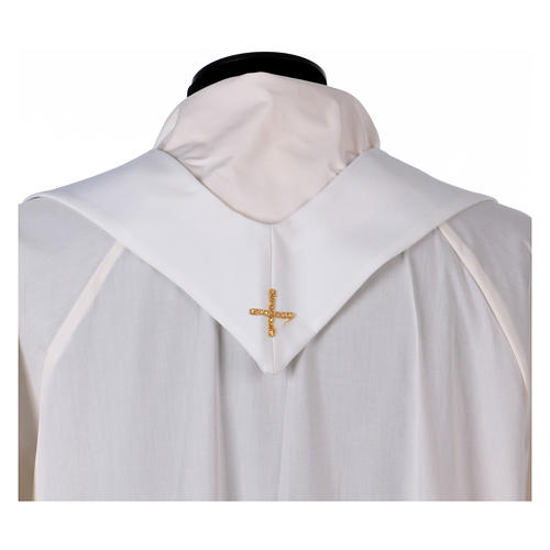 White Clergy Stole with handmade embroidery in wool Monastero Montesole 4
