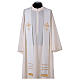 White Clergy Stole with handmade embroidery in wool Monastero Montesole s1