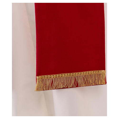 Estola de lana bordada a mano rojo - Monasterio Montesole 3