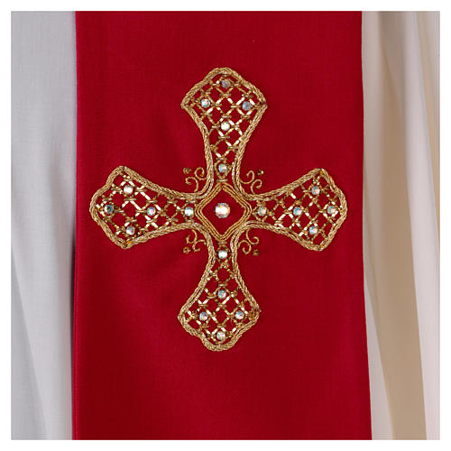 Clergy Stole in wool red colour embroidered by hand- Monastero Montesole 2