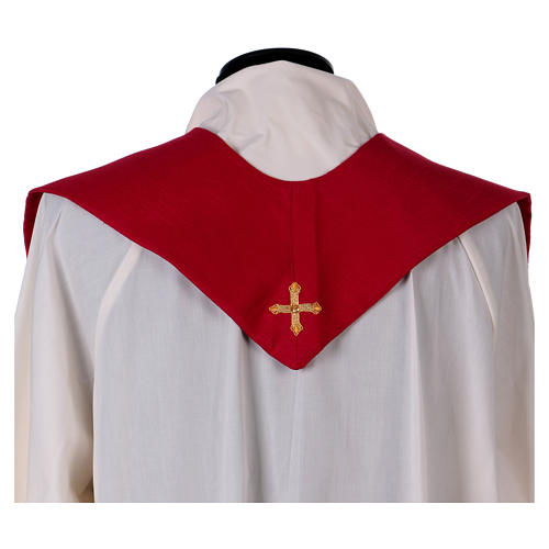 Red clergy stole in silk hand-embroidered 4