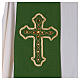 Green priest stole in pure wool hand-embroidered s2