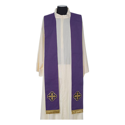 Cross and stones priest stole with fringe 5