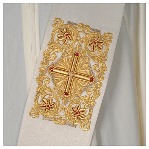 White deacon stole with red stones, limited edition 2