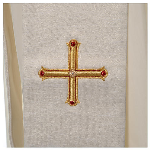 White deacon stole with red stones, limited edition 3