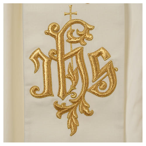 IHS wool stole with gold motif embroidery 7