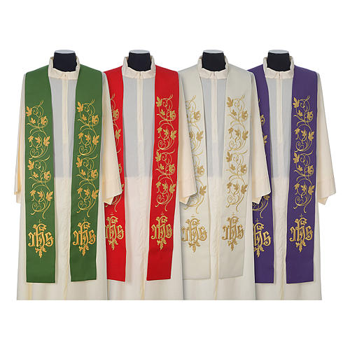IHS wool priest stole with gold motif embroidery 1