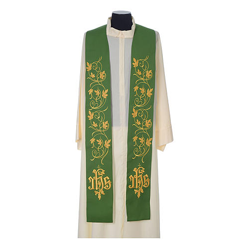 IHS wool priest stole with gold motif embroidery 2