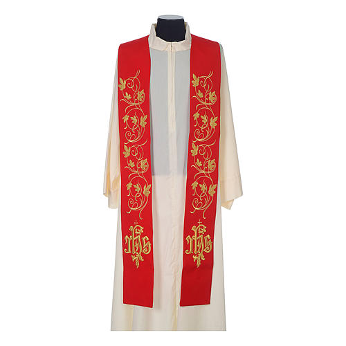IHS wool priest stole with gold motif embroidery 3