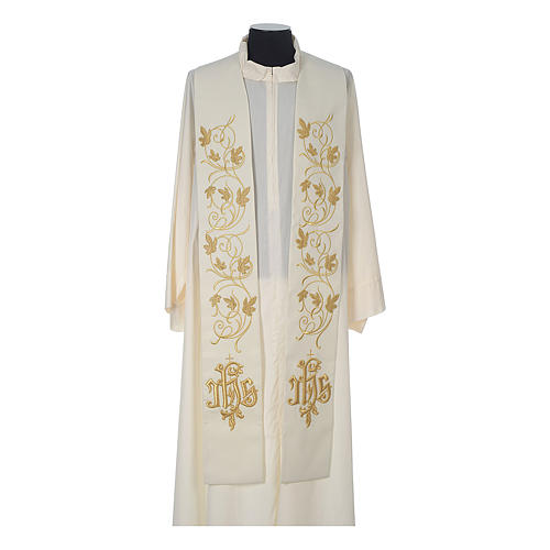 IHS wool priest stole with gold motif embroidery 4
