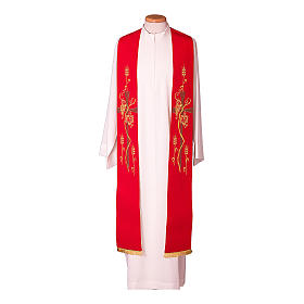 Étoles liturgiques: Étole 100% polyester brodée machine extrémités frange torse