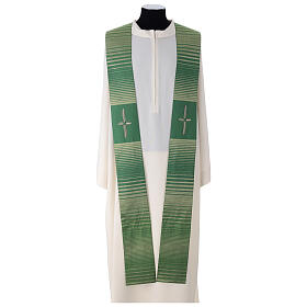 Stole in wool and lurex with machine-embroidered cross and stripes Gamma