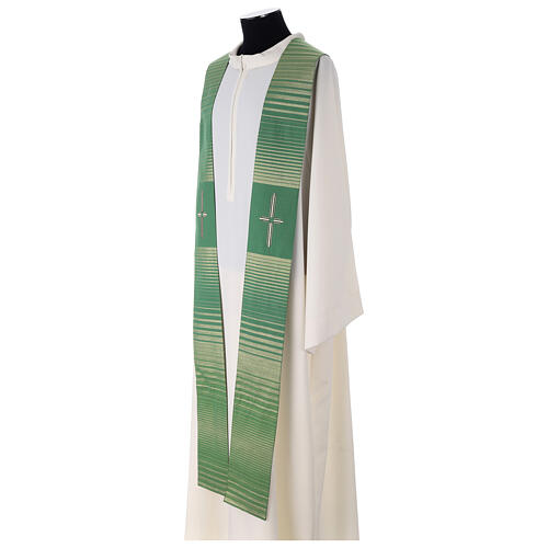 Stole in wool and lurex with machine-embroidered cross and stripes Gamma 9