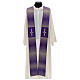 Stole in wool and lurex with machine-embroidered cross and stripes Gamma s4
