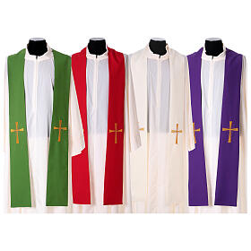 Estolas: Estola Bordada Cruzes Douradas 100% Poliéster