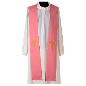 Estolas: Estola Rosa 100% Poliéster Bordado Cruz