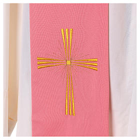 Estolas: Estola Rosa 100% Poliéster Bordado Cruz