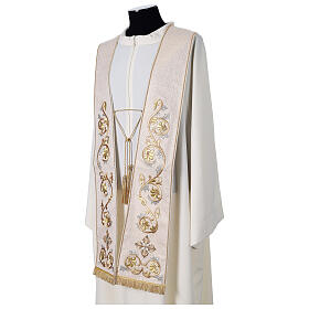 Clergy Stole in pure silk with fringe and tassels, hand-embroidered Gamma