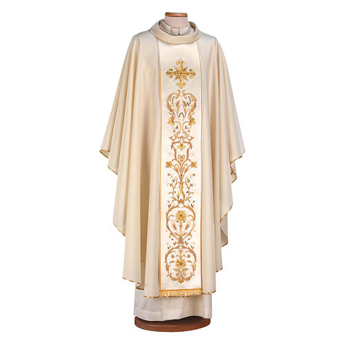 Chasuble in 100% Wool Sallia with Silk Cotton Stole HAND EMBROIDERED Gamma 1
