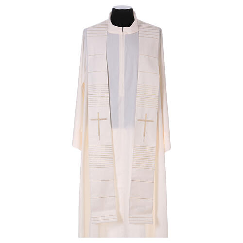 Stole in polyester and lurex with hand embroidered cross Gamma 5