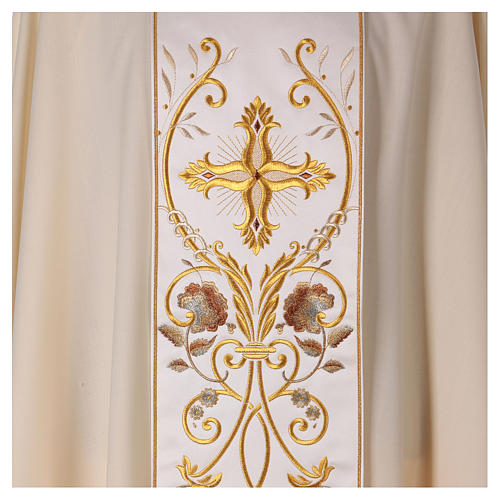 Chasuble in pure wool with embroidery on gallon, gold Gamma 2
