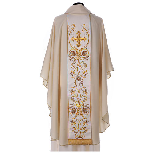 Chasuble in pure wool with embroidery on gallon, gold Gamma 4