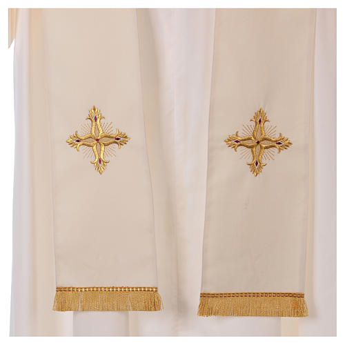 Chasuble in pure wool with embroidery on gallon, gold Gamma 6