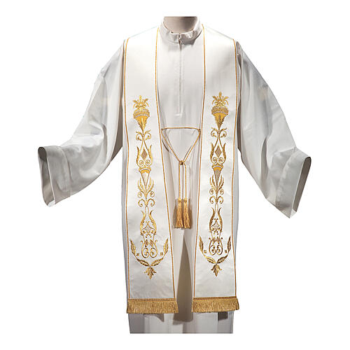 Roman Catholic stole machine embroidered in cotton silk Gamma 1
