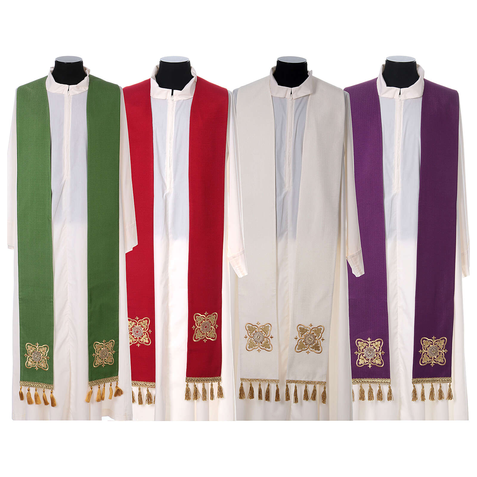 Stole with embroidery and golden fringes online sales on HOLYART.co.uk