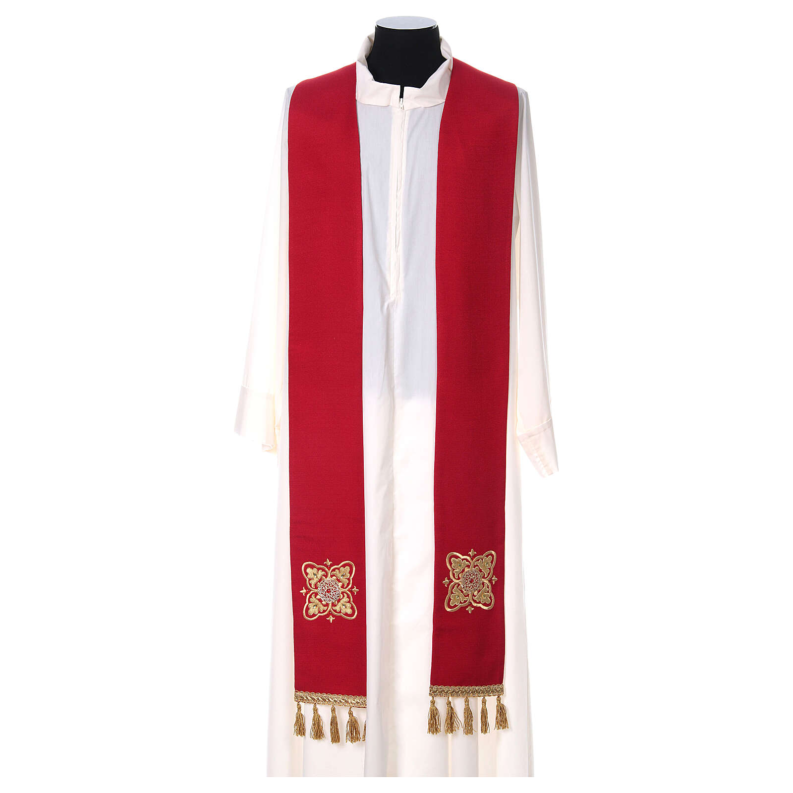 Stole with embroidery and fringes in gold color online sales on