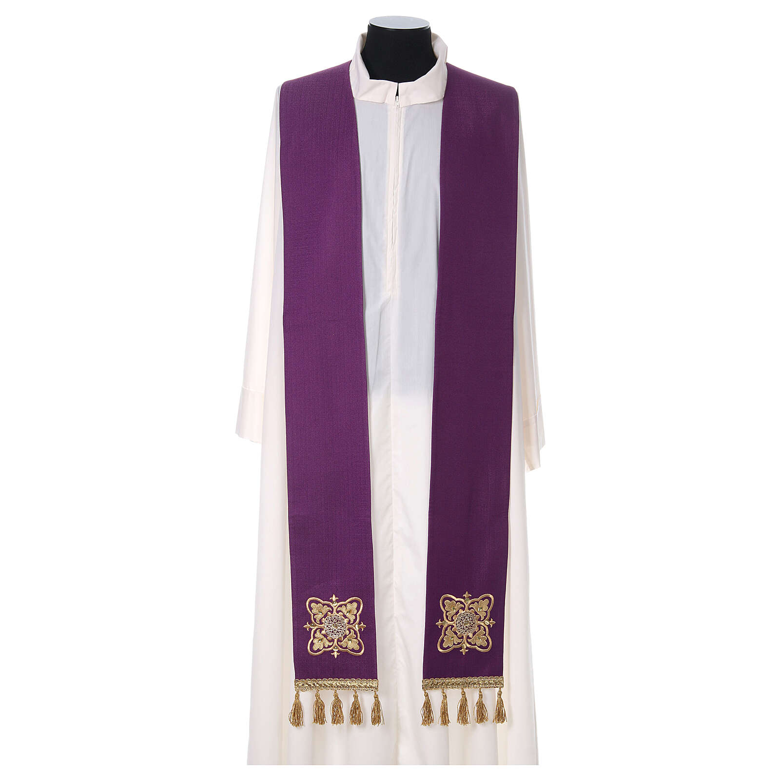 Stole with embroidery and fringes in gold color online sales on