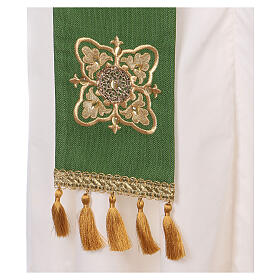 Stole with embroidery and fringes in gold color