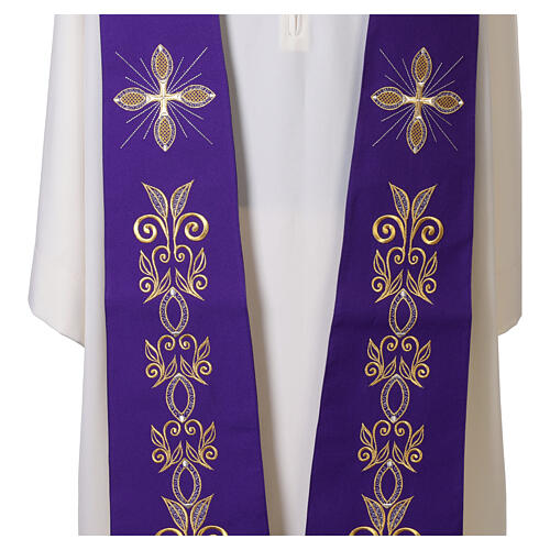 Étole 100% polyester brodée à la machine croix et décorations Gamma 9