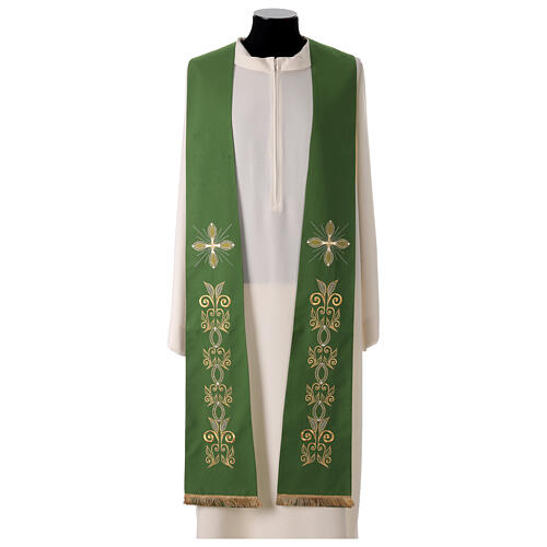 Stola 100% poliestere ricamata a macchina croce e ricchi decori Gamma 1