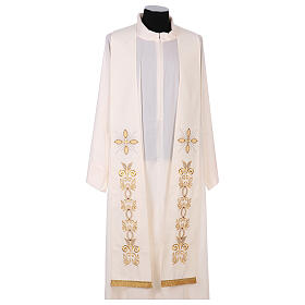 Clergy stoles: Stole 100% polyester machine embroidered with cross and golden decorations